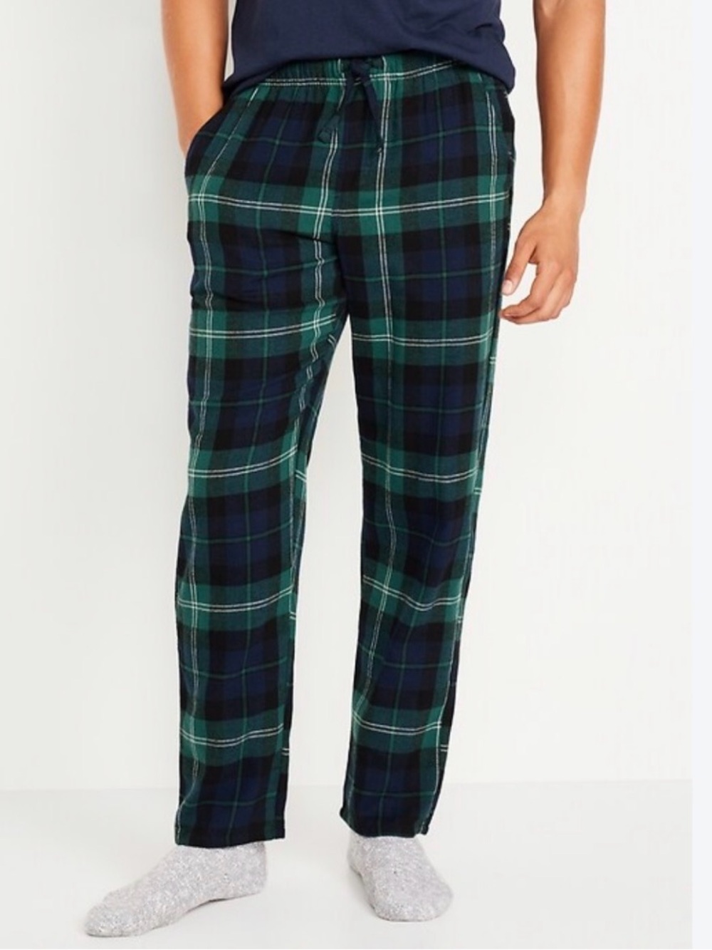 OLD NAVY Men's Cotton Flannel Lounge Pajama Pants Black Watch Plaid Size Medium